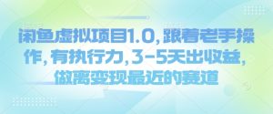 闲鱼虚拟项目1.0，跟着老手操作，有执行力，3-5天出收益，做离变现最近的赛道-KJ分享