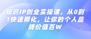 知识IP创业实操课,从0到1快速孵化,让你的个人品牌价值百W-KJ分享