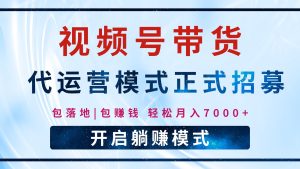 【视频号代运营】全程托管计划招募,躺赚模式,单月轻松变现7000+-KJ分享