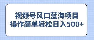 视频号风口蓝海项目，操作简单轻松日入500+-KJ分享