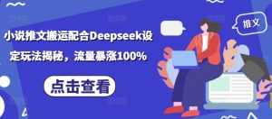 小说推文搬运配合Deepseek设定玩法揭秘，流量暴涨100%-KJ分享