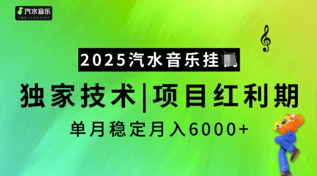 2025汽水音乐挂JI,独家技术,项目红利期,稳定月入5k-KJ分享