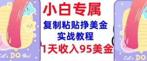 复制粘贴挣美金,0门槛,1天收入95美刀,3分钟学会,内部教程(首次公开)-KJ分享