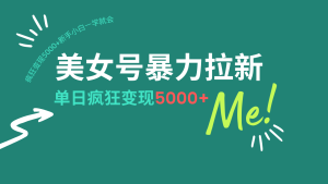 美女号暴力拉新，用过AI优化一件生成，每天搬砖，疯狂变现5000+新手小…-KJ分享