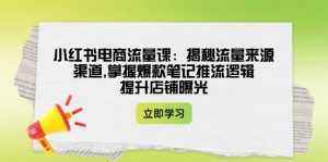 小红书电商流量课：揭秘流量来源渠道,掌握爆款笔记推流逻辑,提升店铺曝光-KJ分享