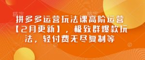 拼多多运营玩法课高阶运营【2月更新】，极致群爆款玩法，轻付费无尽复制等-KJ分享