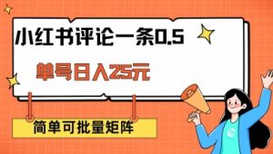 小红书评论一条0.5元 单账号一天可得25元 可矩阵操作 简单无脑靠谱-KJ分享