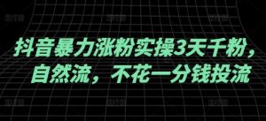 抖音暴力涨粉实操3天千粉，自然流，不花一分钱投流，实操经验分享-KJ分享
