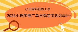 2025小程序推广单日稳定变现多张,一部手机即可操作,小白宝妈轻松上手-KJ分享