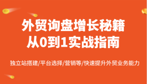 外贸询盘增长秘籍从0到1实战指南,独立站搭建/平台选择/营销等/快速提升外贸业务能力-KJ分享