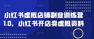 小红书虚拟店铺副业训练营1.0，小红书开店卖虚拟资料-KJ分享