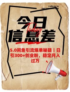 5.0闲鱼引流爆单秘籍,日引300+创业粉,稳定月入过W-KJ分享