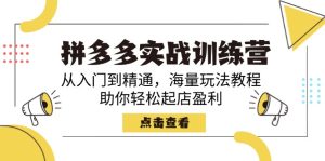 拼多多实战训练营，从入门到精通，海量玩法教程，助你轻松起店盈利-KJ分享