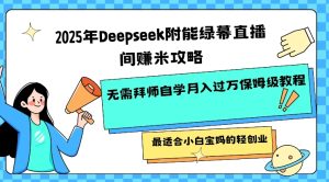 2025年Deepseek附能绿幕直播间挣米攻略无需拜师自学月入过W保姆级教程,最适合小白宝妈的轻创业-KJ分享