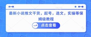 最新小说推文干货,起号,选文,实操等保姆级教程-KJ分享