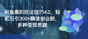 闲鱼高阶玩法技巧4.0,轻松日引300+精准创业粉,多种变现思路-KJ分享