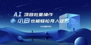 25年最新项目批量操作，小白也能轻松月入过W，可无限放大-KJ分享