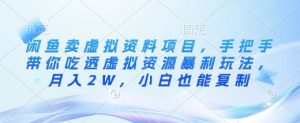 闲鱼卖虚拟资料项目，手把手带你吃透虚拟资源暴利玩法，月入2W，小白也能复制-KJ分享