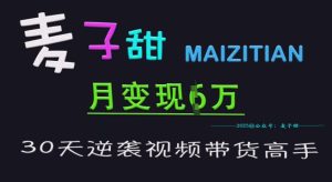 麦子甜30天逆袭视频带货高手，单月变现6W加特训营-KJ分享