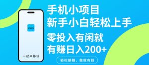 手机小项目新手小白轻松上手零投入有闲就有赚日入200+-KJ分享