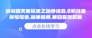 小说推文图文新玩法之动静结合,0粉抖音账号可做,简单粗暴,单日变现多张-KJ分享
