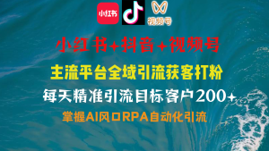 小红书、抖音、视频号全域多平台引流获客，日引目标客户200+，RPA自动…-KJ分享