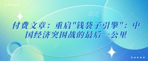 付费文章：重启”钱袋子引擎”：中国经济突围战的最后一公里-KJ分享
