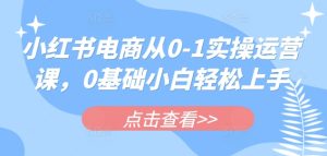 小红书电商从0-1实操运营课，0基础小白轻松上手-KJ分享