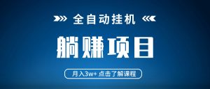 全自动挂机项目 月入3w+ 真正躺平项目 不吃电脑配置 当天见收益-KJ分享