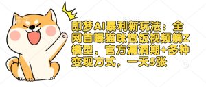 即梦AI暴利新玩法：全网首曝猫咪做饭视频躺Z模型，官方漏洞期+多种变现方式，一天5张-KJ分享