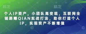 个人IP资产,小团队高变现,互联网全链路赚QIAN实战打法,助你打造个人IP,实现资产不断增值-KJ分享