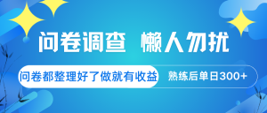 问卷调查  懒人勿扰 问卷都整理好了，做就有收益，熟练后日入300+-KJ分享
