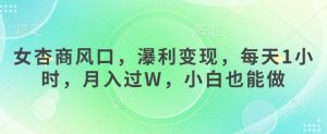 女杏商风口，瀑利变现，每天1小时，月入过W，小白也能做-KJ分享