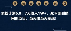男粉计划6.0：7天收入1W+，永不凋谢的网创项目，当天做当天变现！-KJ分享