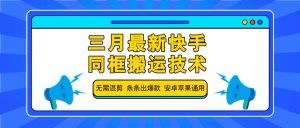 三月最新快手同框搬运技术,无需混剪 条条出爆款 安卓苹果通用-KJ分享