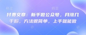 付费文章:新手做公众号,月涨几干粉,方法很简单,上手就能做-KJ分享