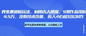 养生赛道新玩法,利用古人跳操,9条作品涨粉4.5W,没有技术含量,新人小白能轻松制作-KJ分享