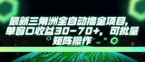 最新三角洲全自动撸金项目，单窗口收益30-70+，可批量矩阵操作-KJ分享