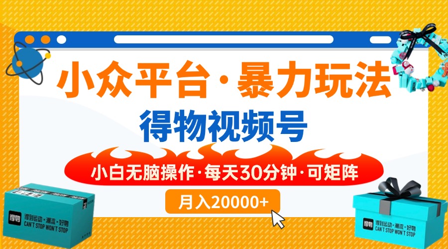 小众平台暴力玩法，一键搬运爆款视频，可矩阵小白无脑操作，每天30分钟…-KJ分享