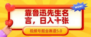 靠鲁迅先生名言，日入数张，视频号掘金赛道5.0-KJ分享
