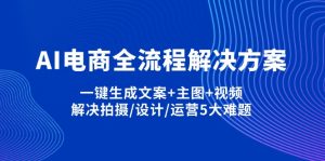 AI电商全流程解决方案,一键生成文案+主图+视频,解决拍摄/设计/运营5大难题-KJ分享