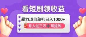 看剧即赚无脑躺赚，单机日入1000+，月入3万+，可批量可矩阵，最猛收益…-KJ分享