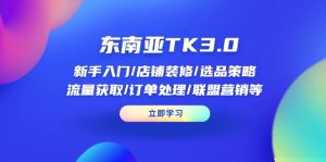 东南亚TK3.0:新手入门/店铺装修/选品策略/流量获取/订单处理/联盟营销等-KJ分享