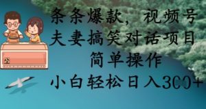 条条爆款,视频号夫妻搞笑对话项目,简单操作,小白轻松日入3张-KJ分享