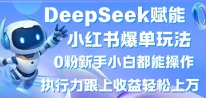 DeepSeek赋能小红书爆单玩法0粉新手小白都能操作,执行力跟上收益轻松上W,懒人勿做-KJ分享
