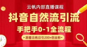 【云帆内部直播课】抖音最新自然模版引流玩法,单号单日引300+精准创业粉-KJ分享