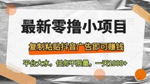 最新零撸小项目,复制粘贴抖音广告即可赚钱,平台大水,任务不限量,一…-KJ分享