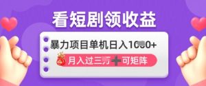 2025年4月最新看短剧领收益，单机日收入1k-KJ分享