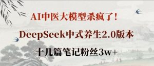 AI中医大模型杀疯了!DeepSeek中式养生2.0版本,十几篇笔记粉丝3w+-KJ分享