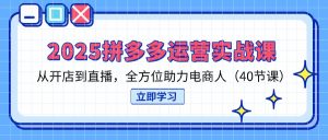 2025拼多多运营实战课,从开店到直播,全方位助力电商人(40节课)-KJ分享